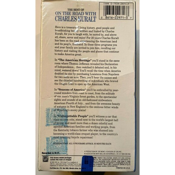 ON THE ROAD WITH CHARLES KURALT VHS New Unopened - Picture 3 of 5